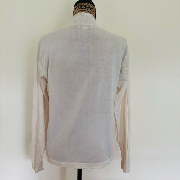 Talbots Womens Ivory White Mock Ribbed Cotton Turtleneck Sweater Sz Medium - Picture 4 of 6